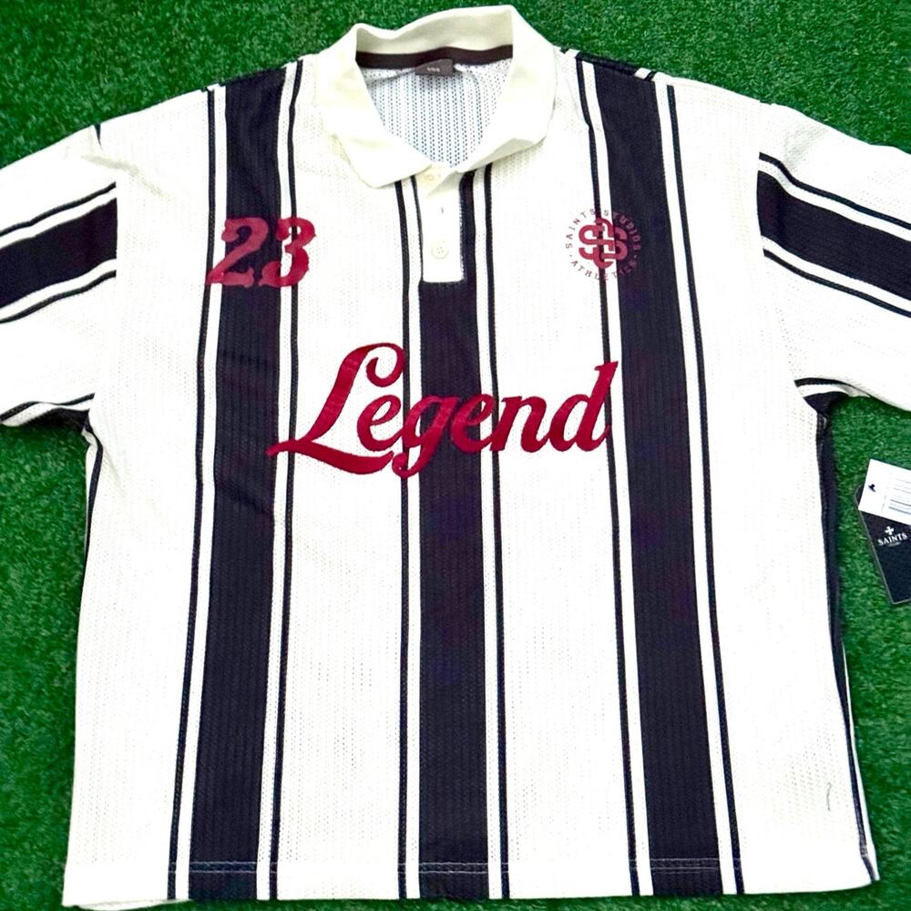 Saints Studios Collar T Shirt New With Tag โLegendโ Black And White 23 Red